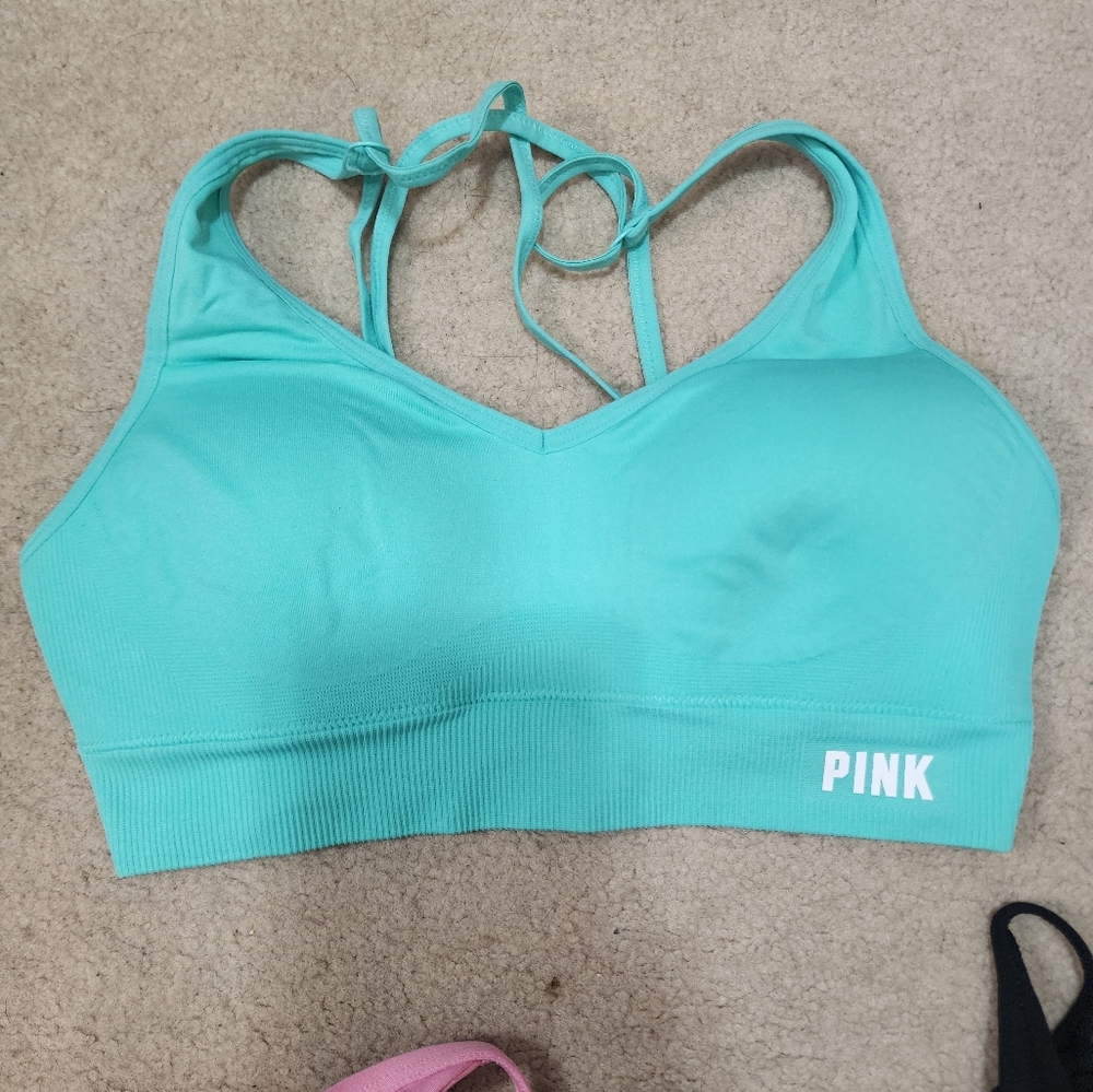 PINK Active lightly lined strappy back sports bra